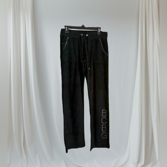 🆕BCBG MAXAZRIA black terry track  pants - Picture 2 of 13